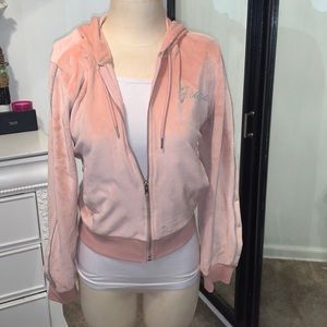 Guess zip up velour  hoodie